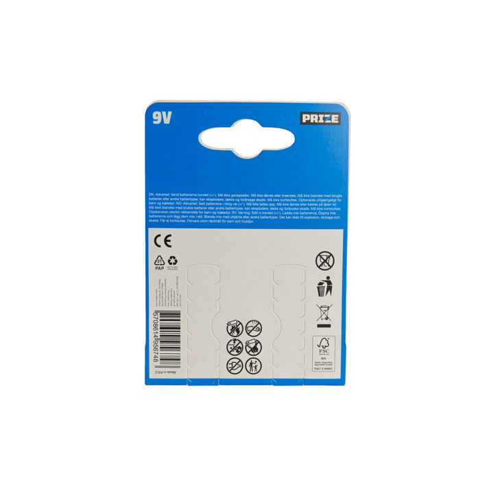 Batteri superalkaline 9 V 6LR61 2-pk. - PRIZE®